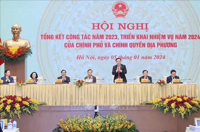 Chủ tịch Quốc hội Vương Đình Huệ tham dự hội nghị. Ảnh: Dương Giang/TTXVN