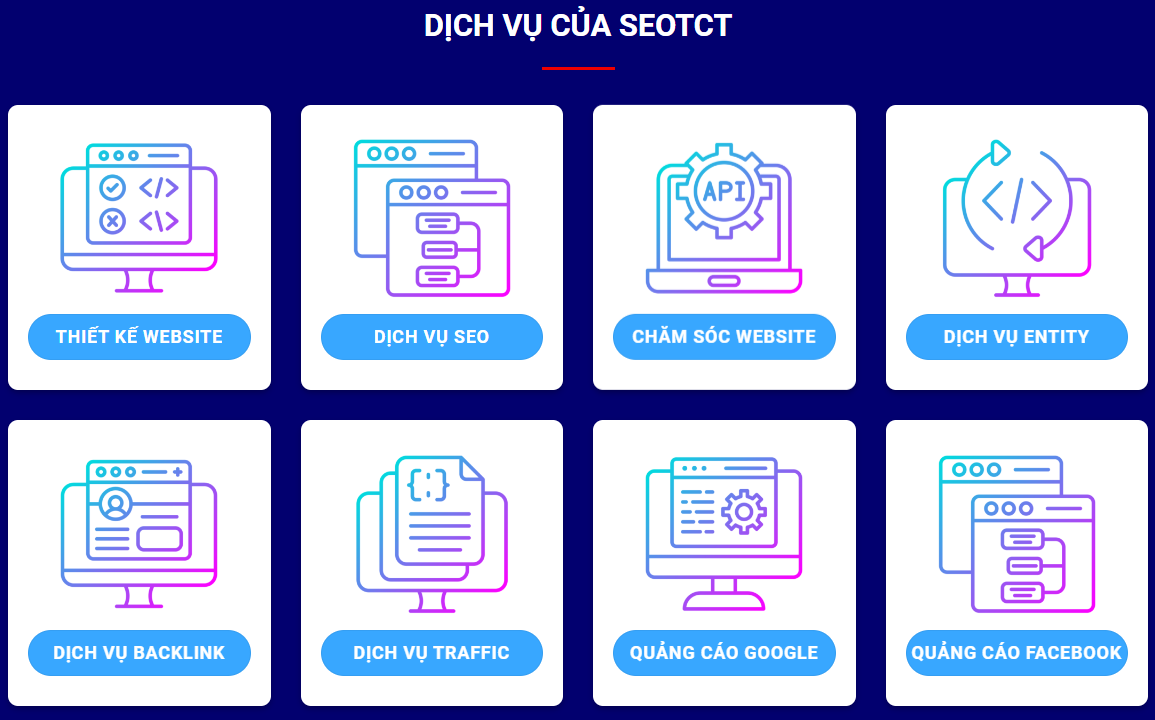 Các dịch vụ mà SEOTCT đang cung cấp tới khách hàng.