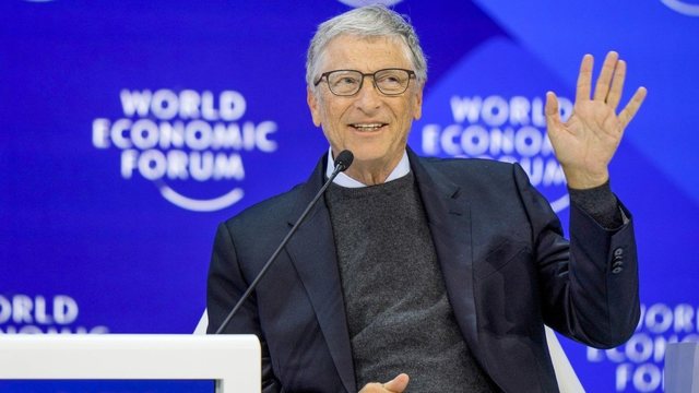 Tỷ phú Bill Gates phát biểu tại Diễn đàn Kinh tế thế giới (WEF) tại Davos (Thụy Sĩ).  Ảnh: VOX