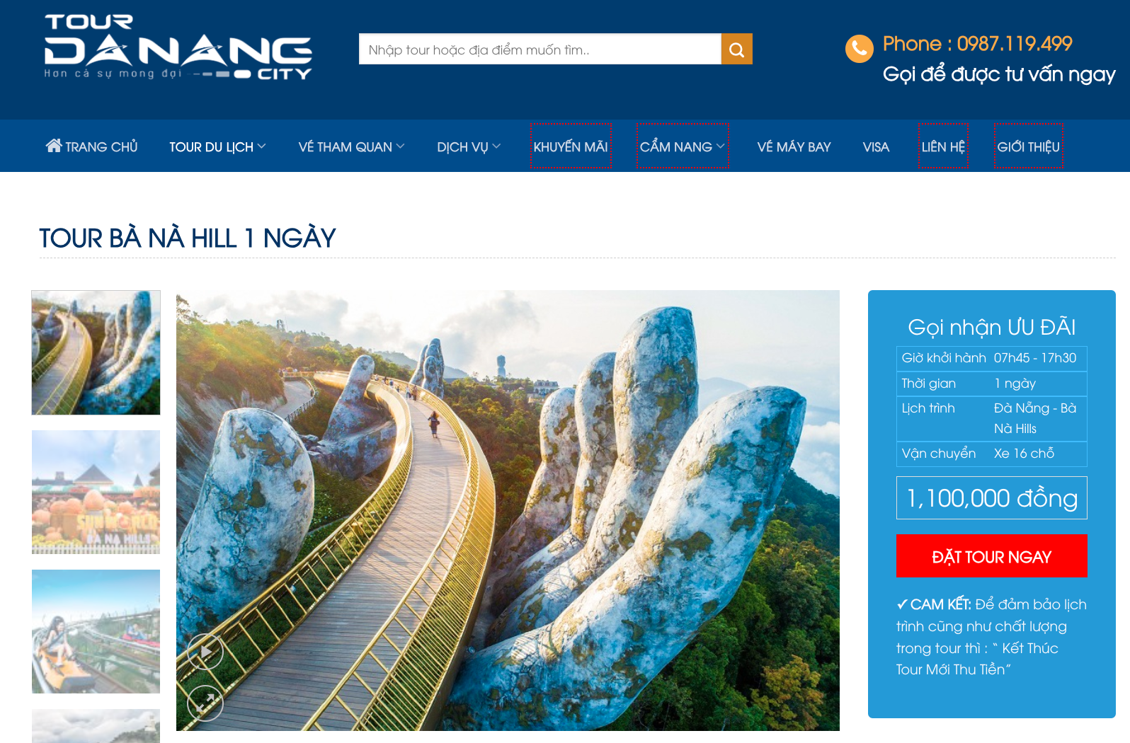 Hình thức đặt tour đơn giản nhanh chóng tại website TourDaNangCity.