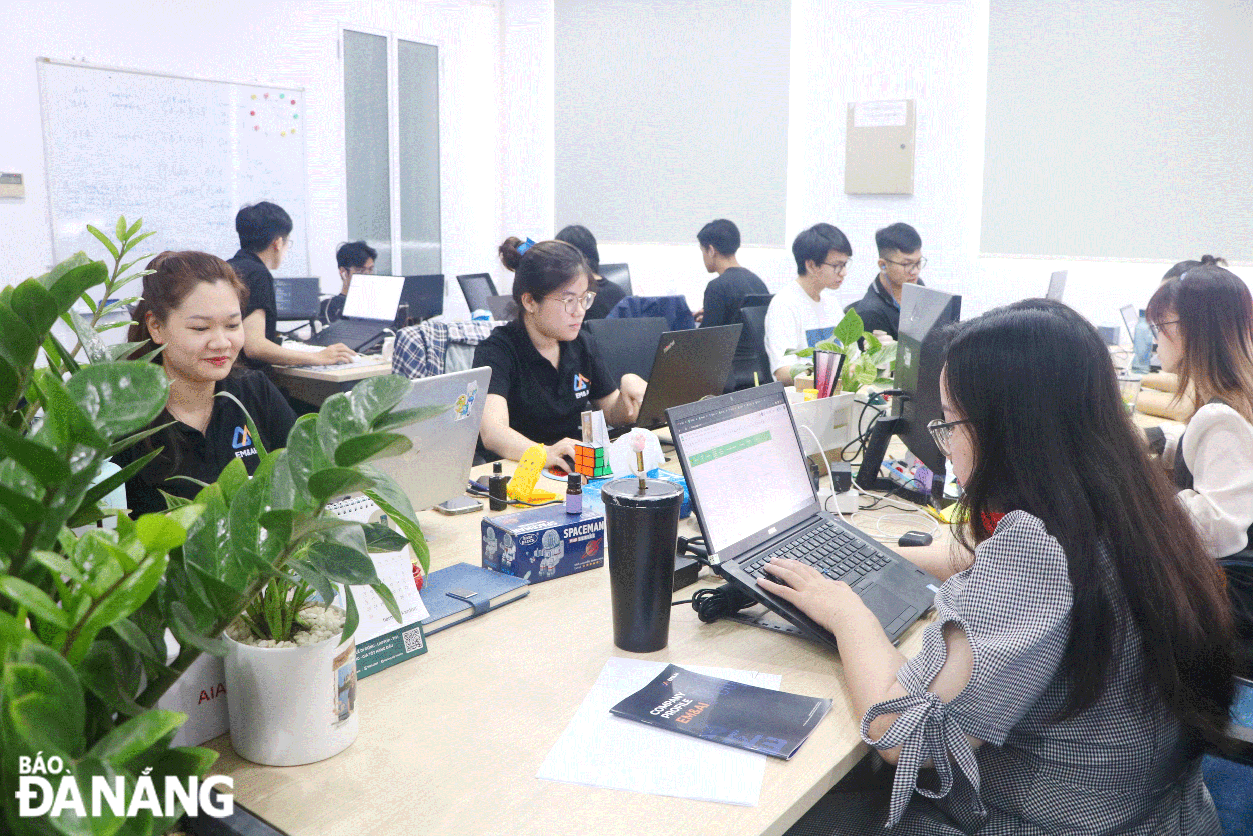 Da Nang needs to enhance the role of the Da Nang Startup Network Coordinating Council and implement many orientation and connection solutions. Employees of EM & AI Joint Stock Company are at work. Photo: VAN HOANG