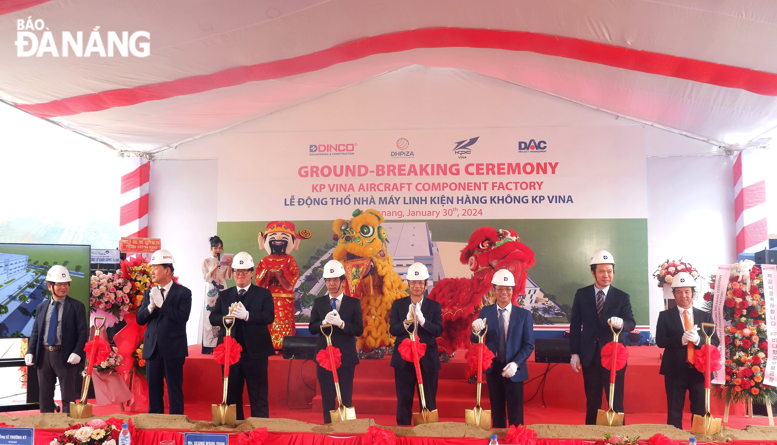 Here is a scene of the groundbreaking ceremony of the KP Vina Aircraft Components Factory project of the KP Aero Industries Co., Ltd. (South Korea) at the Da Nang Hi-Tech Park, January 30, 2024. Photo: MAI QUE