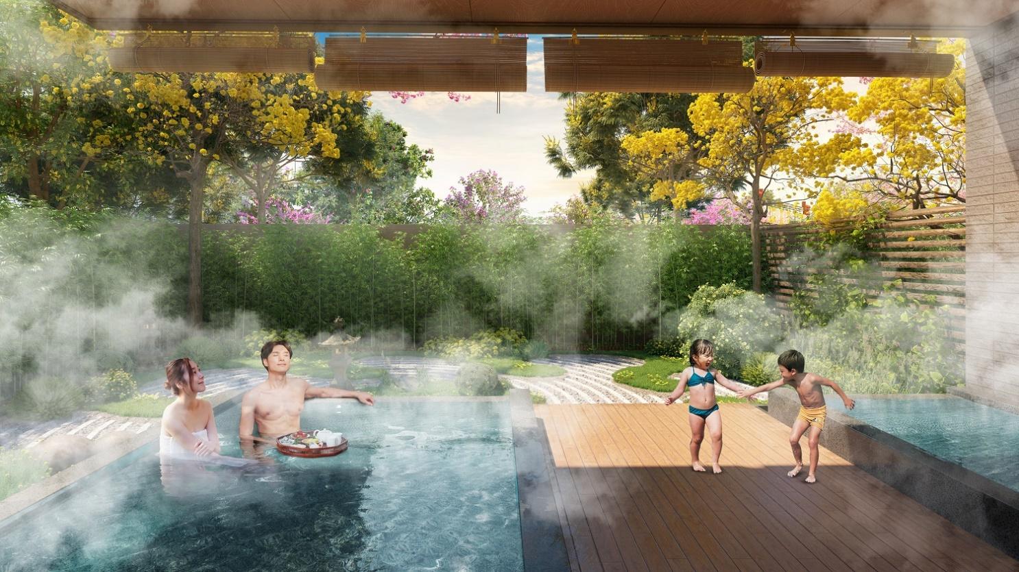 Sun Beauty Onsen sẽ đưa mô hình nghỉ dưỡng, chăm sóc sức khỏe khoáng nóng tới Thanh Hóa. Ảnh phối cảnh minh họa