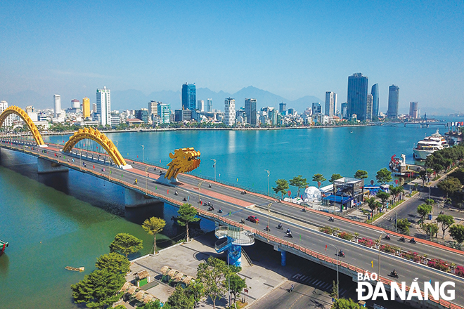 Da Nang aims to develop into one of the major socio-economic centres in Viet Nam and Southeast Asia at large, a big smart, creative city with its own identities with a vision towards 2045. A corner of Da Nang is viewed above. Photo: TRIEU TUNG