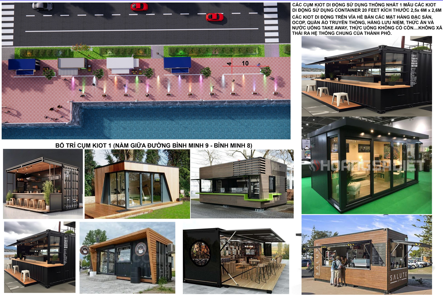 The layout of mobile sales kiosks