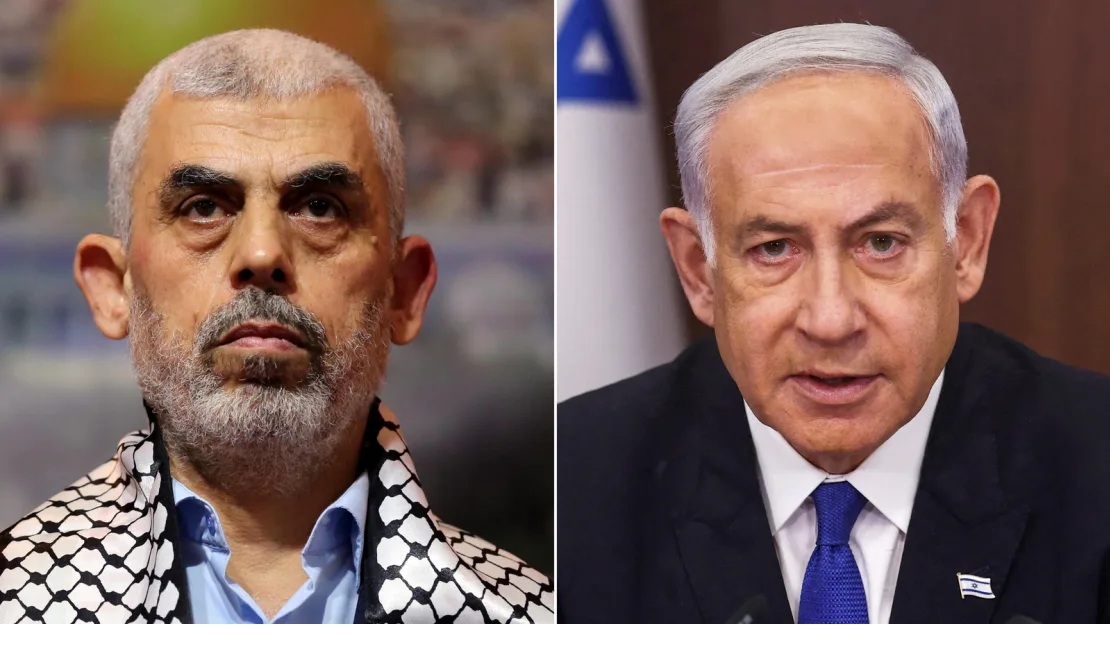 Lãnh đạo Hamas Yahya Sinwar (bên trái) và Thủ tướng Israel Benjamin Netanyahu.  Ảnh: Getty Images	