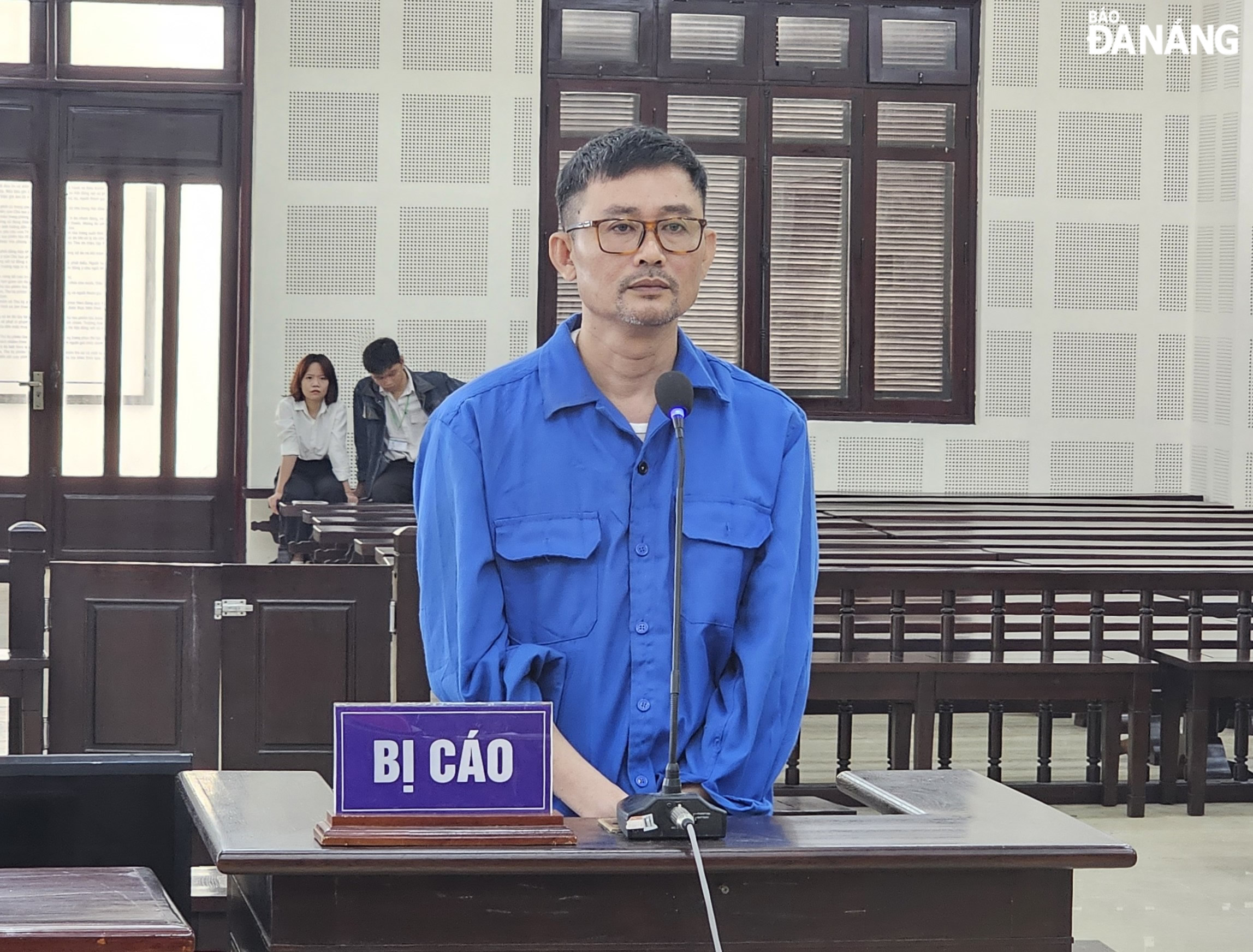 Bị cáo Nguyễn Thanh Trung tại phiên tòa sơ thẩm. Ảnh: L.H