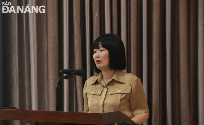Mrs. Ngo Quynh Hoa, Deputy Director General of the Department of Legal Dissemination and Education under the Ministry of Justice speaking at the seminar. Photo: M.Q