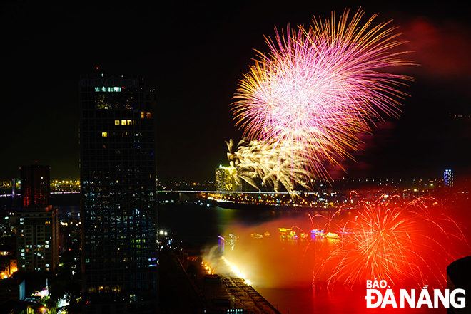 An image of the Polish team's fireworks display was taken from the Hilton Hotel, Bach Dang Street