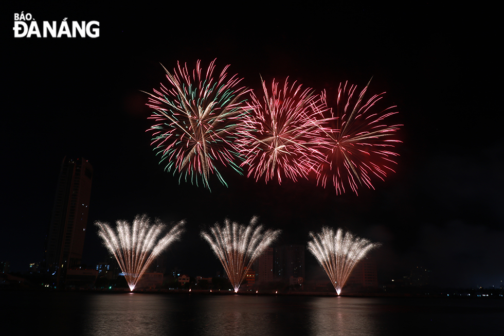 The Chinese fireworks team delivers an impressive performance