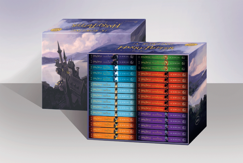 Bìa bộ sách Harry Potter Boxset khổ nhỏ bỏ túi 30 cuốn.