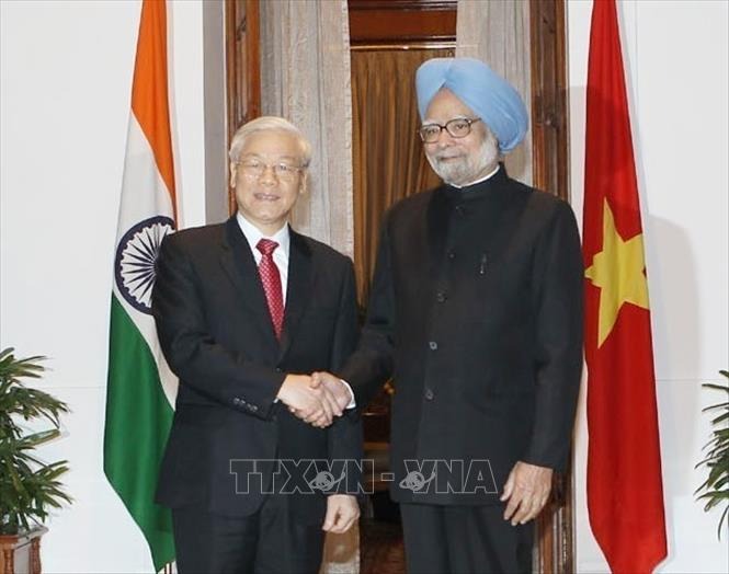 Thủ tướng Manmohan Singh đón, hội đàm với Tổng Bí thư Nguyễn Phú Trọng thăm cấp Nhà nước tới Cộng hòa Ấn Độ (New Delhi, 20-11-2013). Ảnh: Trí Dũng/TTXVN