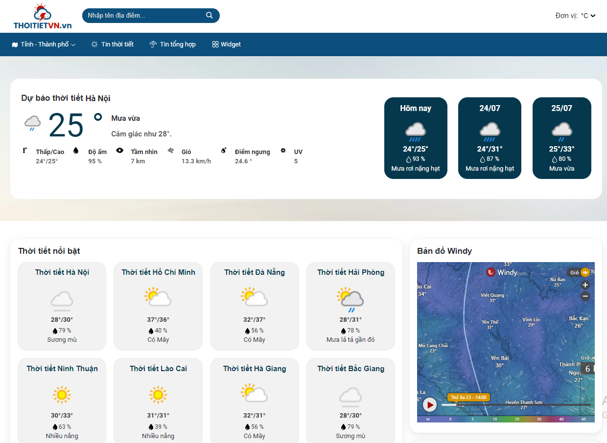 Nền tảng dự báo thời tiết ứng dụng công nghệ AI thông minh - Thoitietvn.vn.