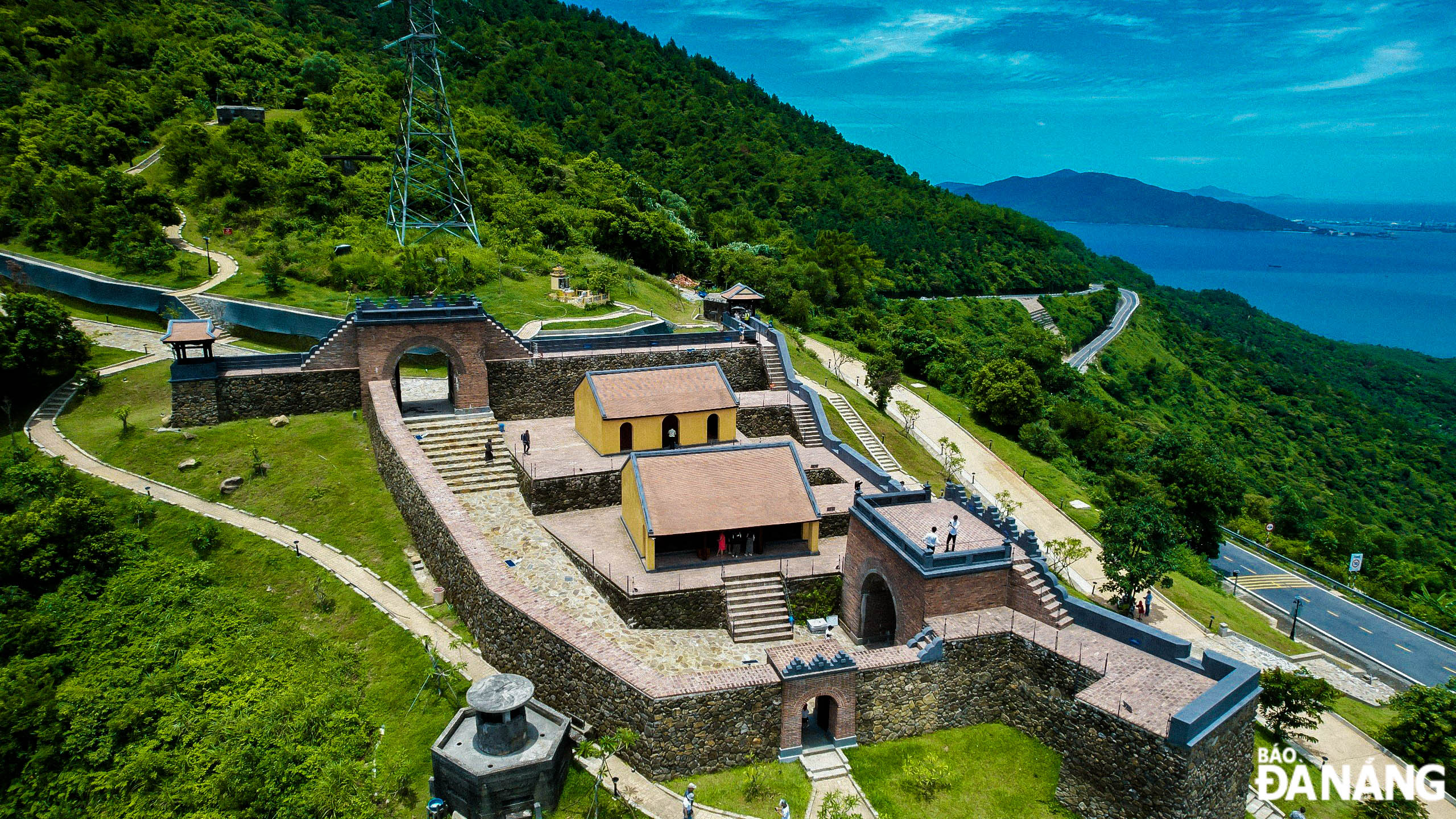 An overview of the Hai Van Gate relic site from above on the first day of its reopening.