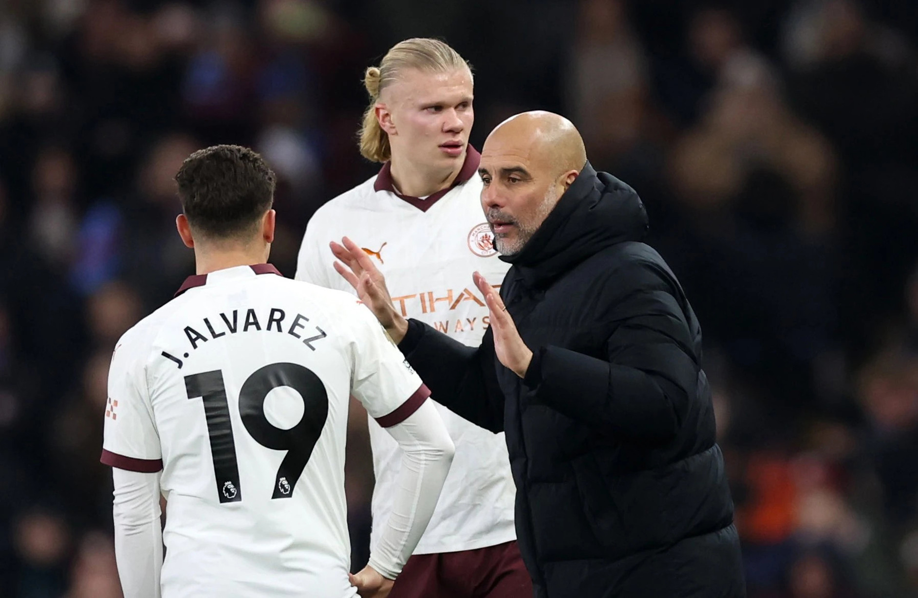 Pep Guardiola có xu hướng sử dụng Haaland đá chính nhiều hơn Alvarez. Ảnh: AFP