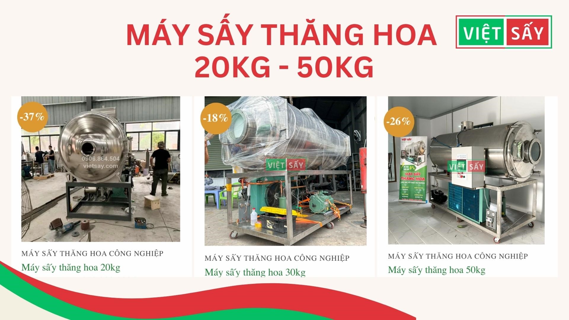 Máy sấy thăng hoa công suất 20kg - 50kg.