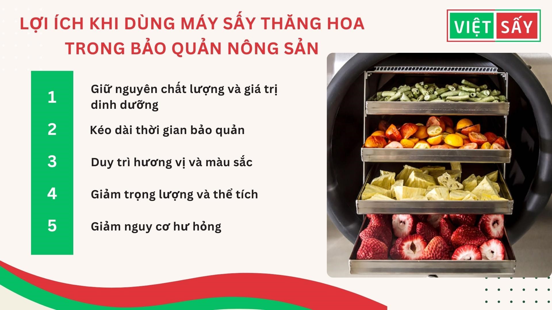 Lợi ích khi dùng máy sấy thăng hoa trong bảo quản nông sản.