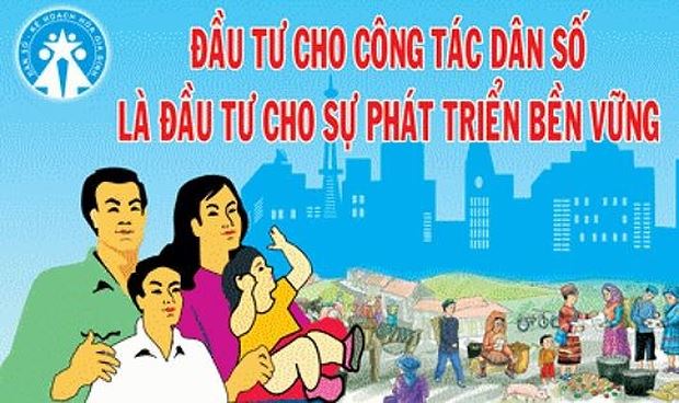 Áp phích cổ động, tuyên truyền về chính sách dân số. Ảnh minh họa