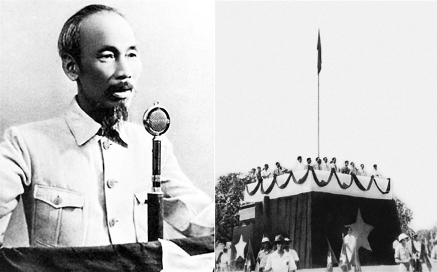 Ngày 2-9-1945, tại Quảng trường Ba Đình, Hà Nội, Chủ tịch Hồ Chí Minh đọc Tuyên ngôn Độc lập,  khai sinh ra nước Việt Nam Dân chủ Cộng hòa, mở ra kỷ nguyên mới cho lịch sử dân tộc. Ảnh: Tư liệu