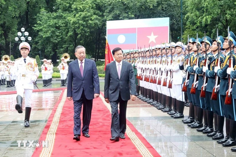 Tổng Bí thư, Chủ tịch nước Tô Lâm chủ trì Lễ đón Tổng Bí thư, Chủ tịch nước Lào