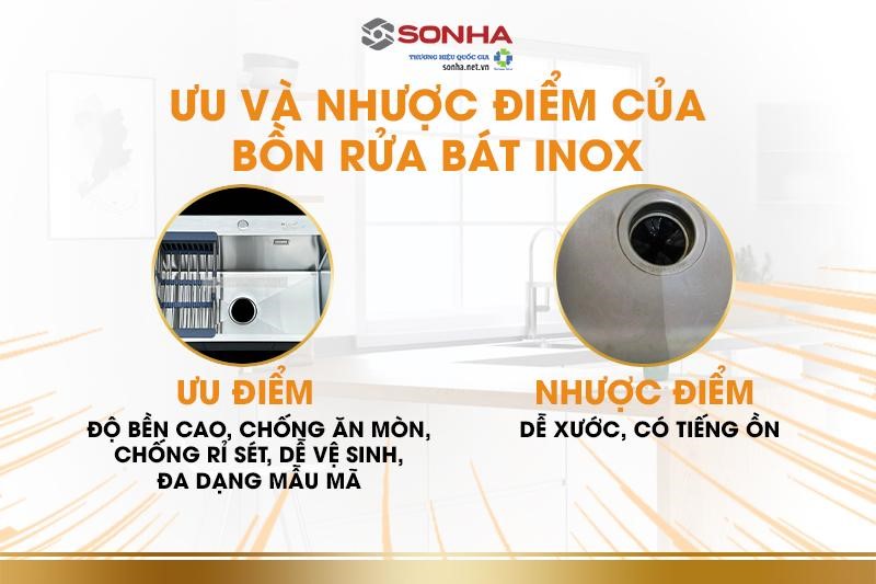 Ưu và nhược điểm của bồn rửa bát inox.