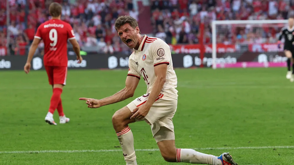 Thomas Muller là mắt xích quan trọng trong lối chơi của Bayern Munich nhưng đã 34 tuổi nên không thể thi đấu thường xuyên. Ảnh: Bild