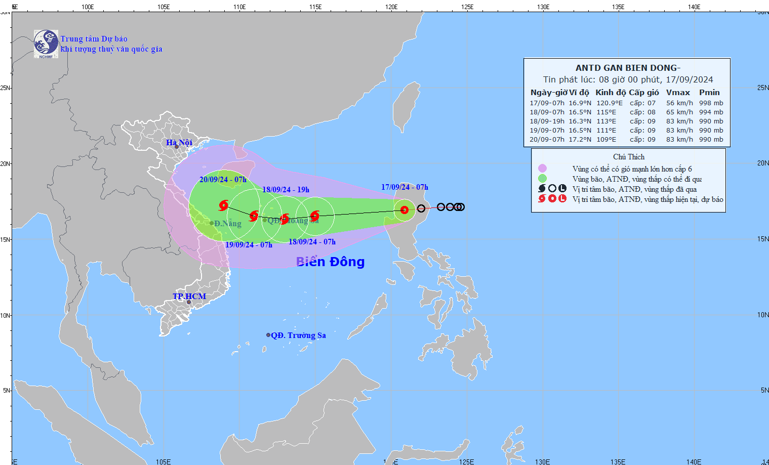 A map details the route of the tropical depression. Photo courtesy of the National Center for Hydro-meterorological Forecasting.