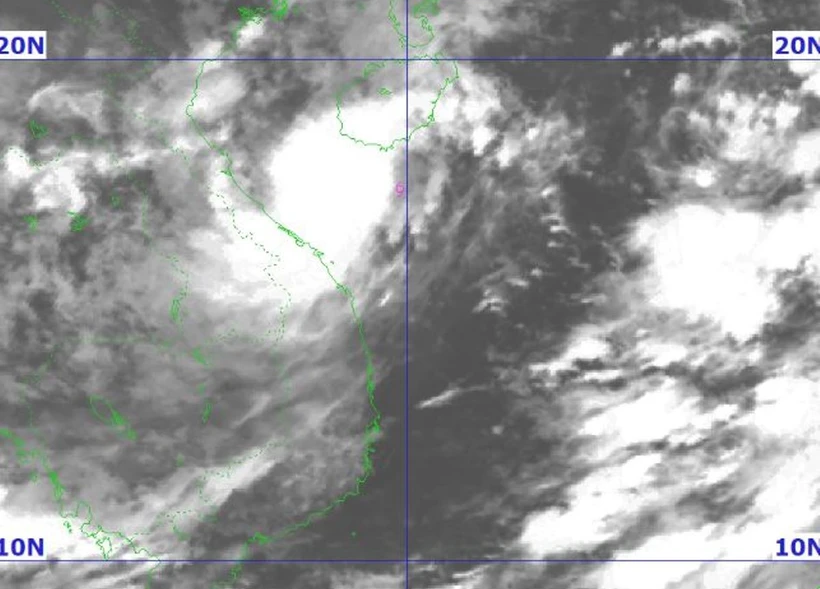 Hình ảnh áp thấp nhiệt đới mạnh lên thành cơn bão số 4 chụp qua vệ tinh. (Ảnh: Trung tâm khí tượng thủy văn trung ương)