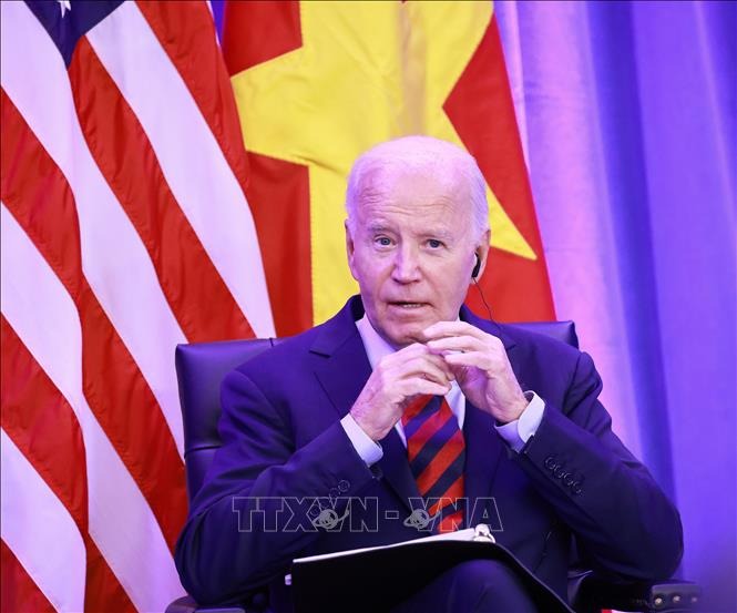 Tổng thống Hoa Kỳ Joe Biden phát biểu. Ảnh: Lâm Khánh/TTXVN