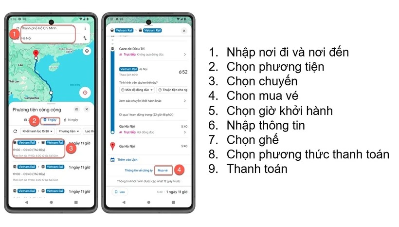 Ngành Đường sắt triển khai mở bán vé tàu hỏa qua bản đồ trực tuyến