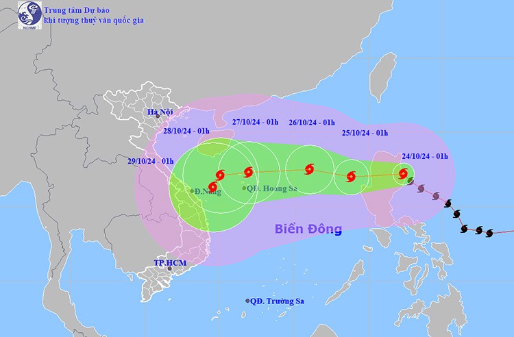 Thời tiết ngày 24-10: Bão Trà Mi mạnh cấp 10, di chuyển theo hướng Tây Tây Bắc