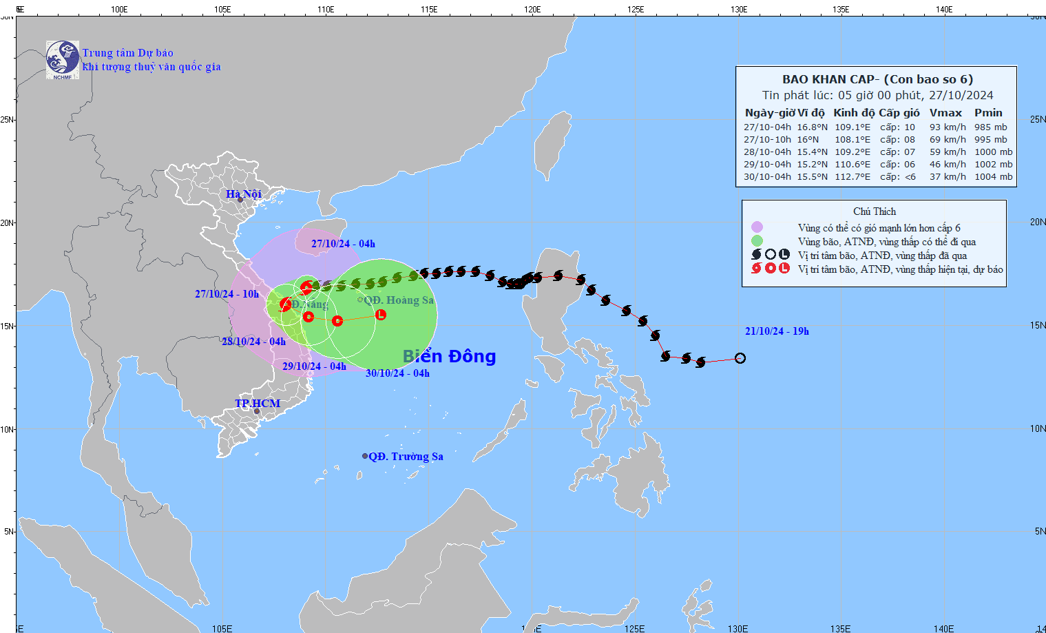 Bão số 6 cách Đà Nẵng khoảng 95km, gây mưa to