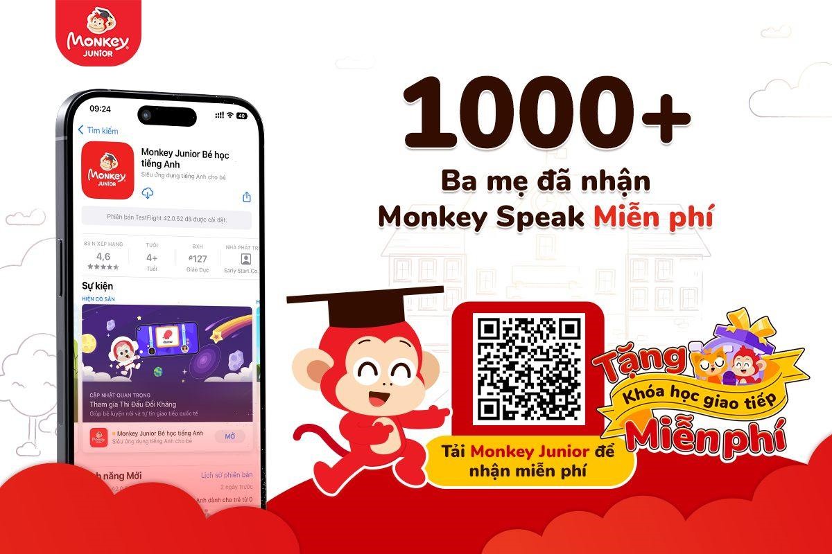 Tặng khóa học giao tiếp Monkey Speak miễn phí.