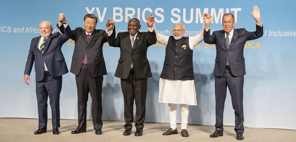 Đại diện các nước thành viên nhóm BRICS dự hội nghị thượng đỉnh năm 2023.  Ảnh: Geopolitical Monitor