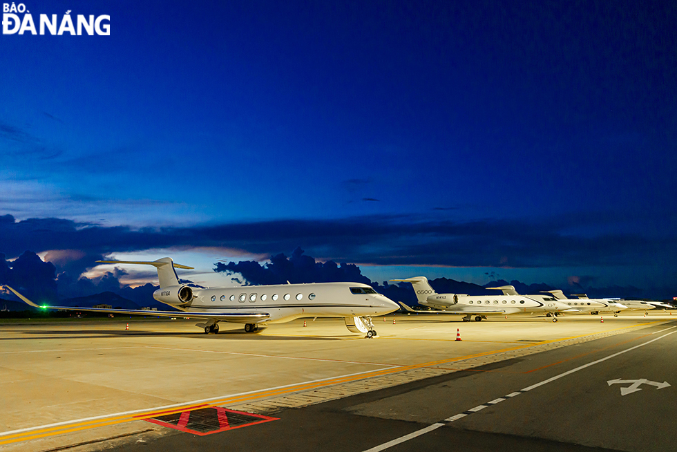 Gulfstream jets at Da Nang International Airport on October 15.