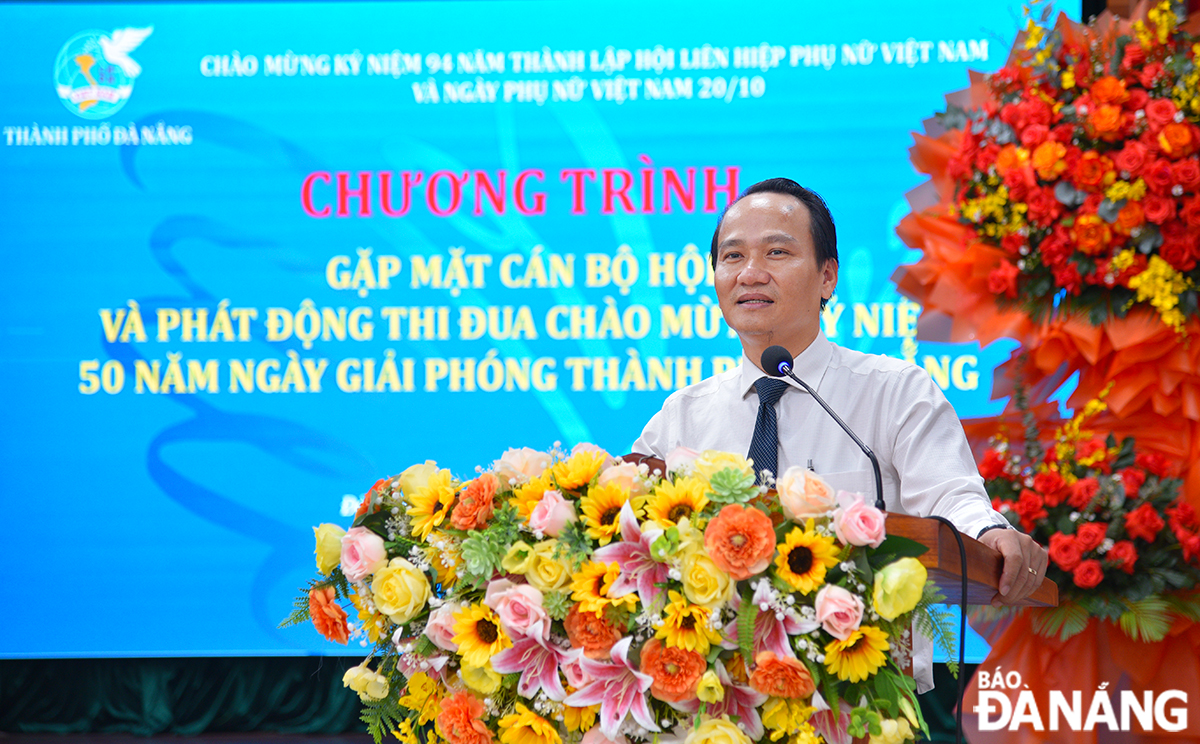 Phó Bí thư Thường trực Thành ủy Nguyễn Đình Vĩnh phát biểu tại chương trình. Ảnh: X.D