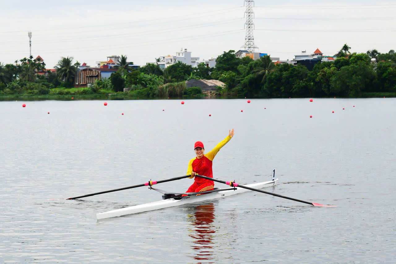 Phạm Thị Huệ là niềm kỳ vọng lớn nhất ở môn Rowing giải vô địch quốc gia năm 2024 của đội tuyển đua thuyền Đà Nẵng. Ảnh: P.N	