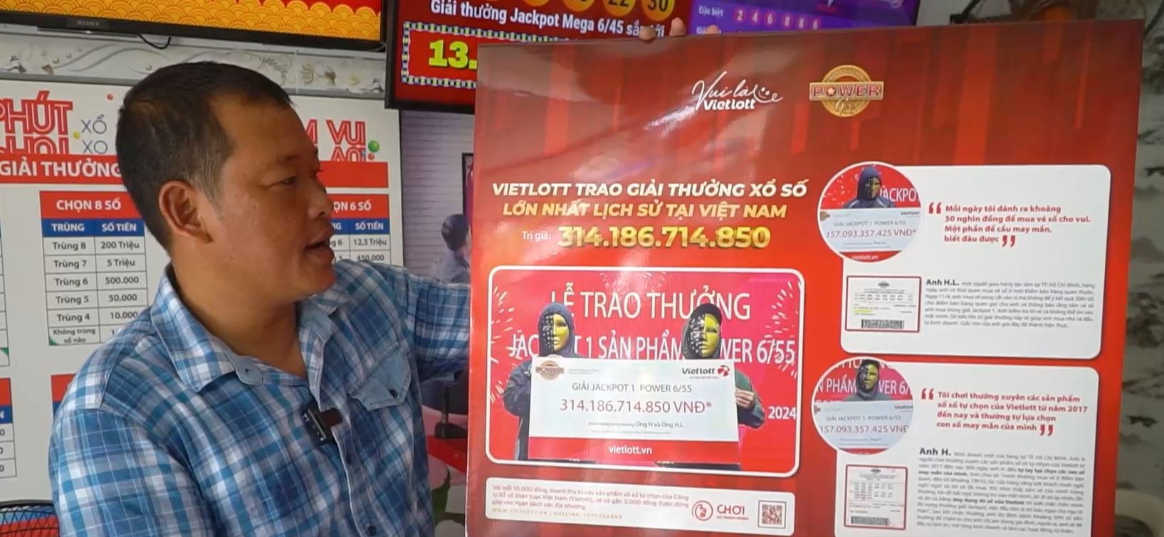 Anh Nam tự in bảng về người trúng Jackpot hơn 300 tỷ đồng để người chơi biết đến thông tin