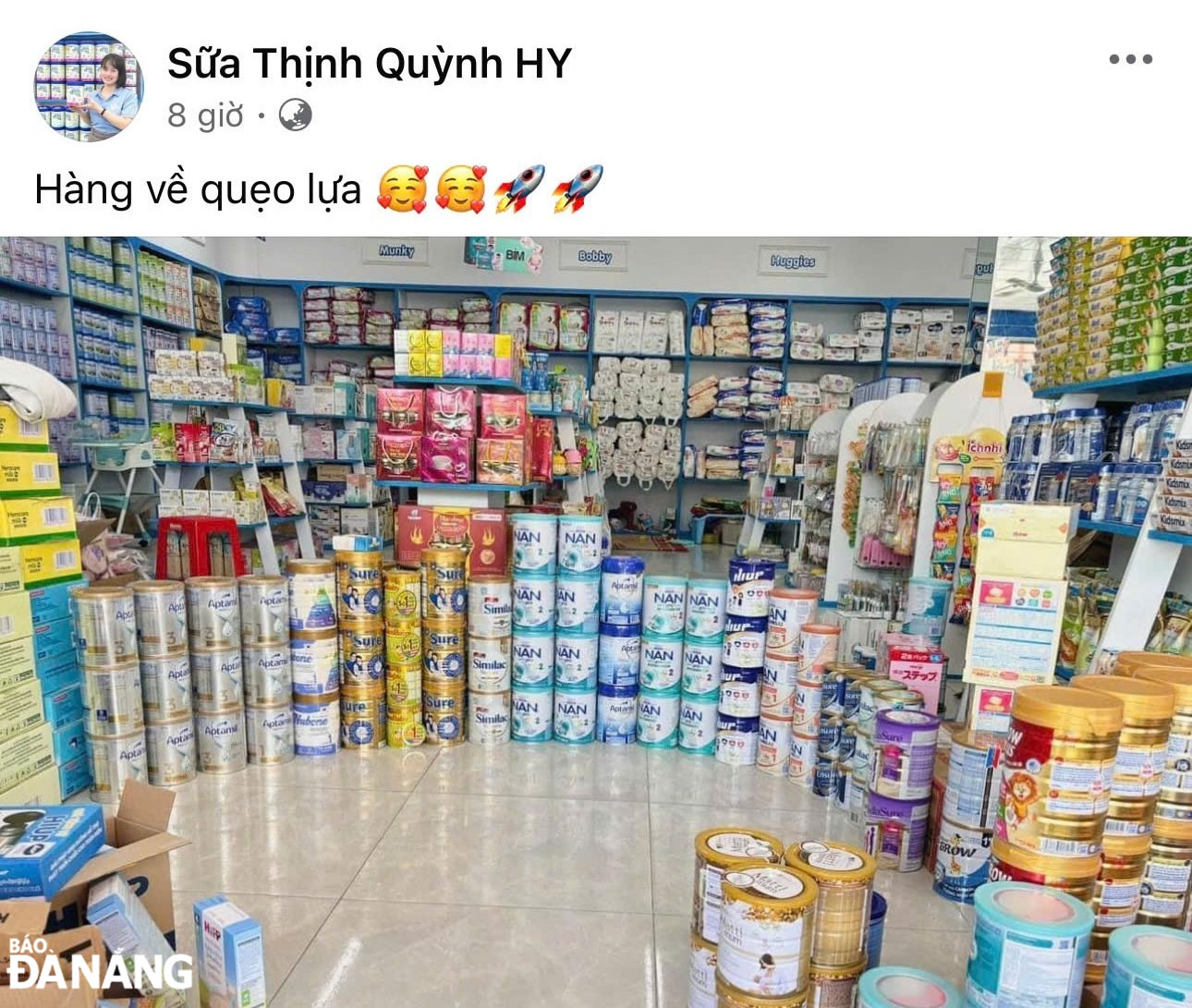 Thông tin quảng bá về các loại sữa được rao trên trang mạng xã hội do Lý Hạnh Nhân quản trị nhằm lừa đảo người mua.