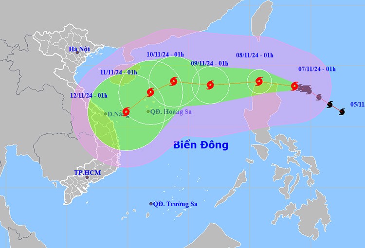 Thời tiết ngày 7-11: Bão Yinxing hướng vào biển Đông