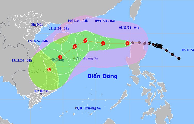 Thời tiết ngày 8-11: Bão số 7 mạnh cấp 14, biển động dữ dội