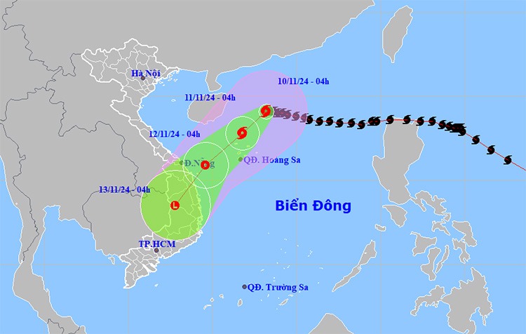 Thời tiết ngày 10-11: Bão số 7 suy yếu thành áp thấp nhiệt đới