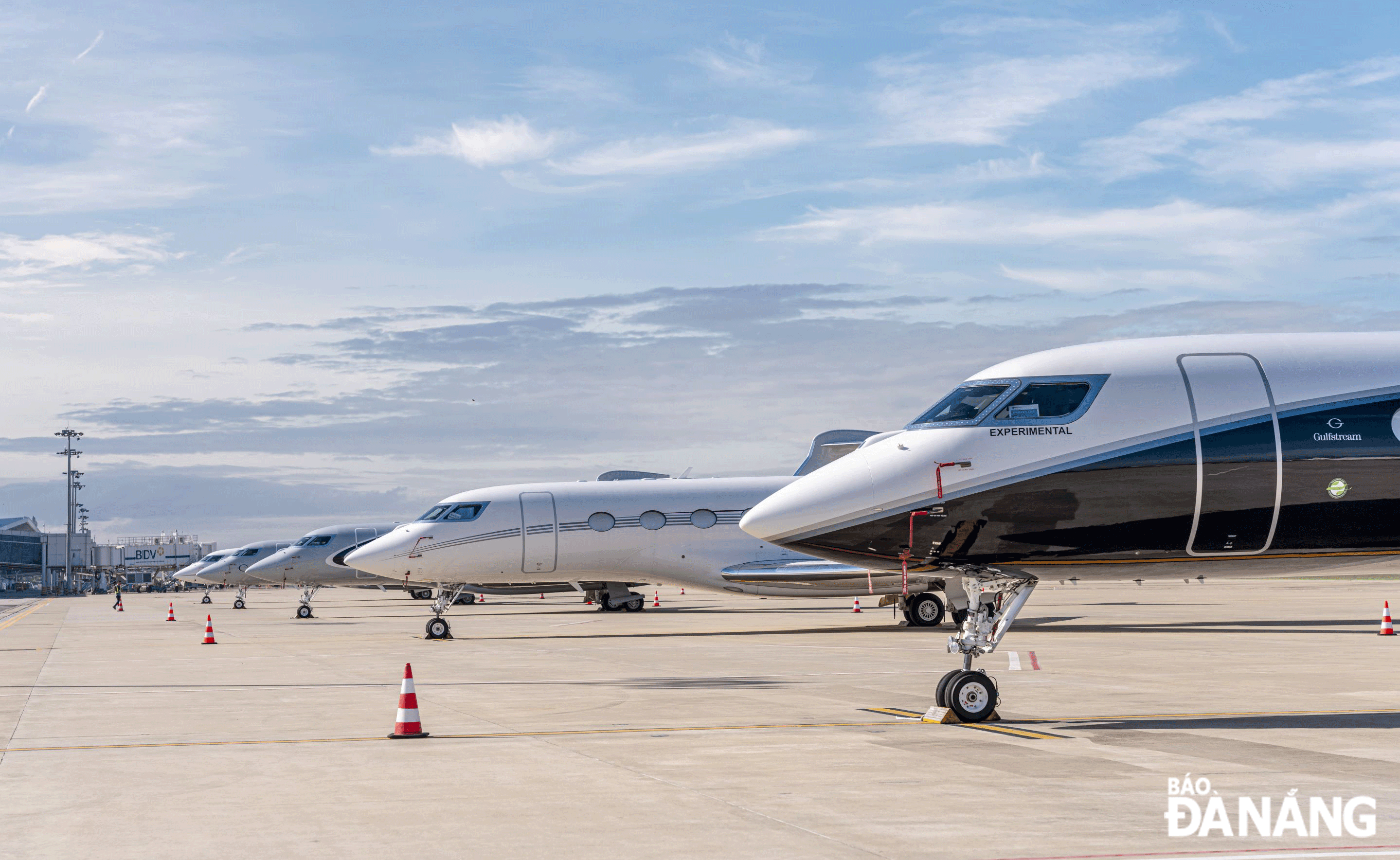 Five of the world's most luxurious Gulfstream jets which brought 50 world billionaires to Da Nangfor Gulfstream's annual customer conference