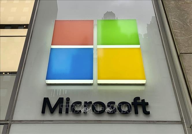 Biểu tượng Microsoft tại New York, Mỹ. Ảnh: Kyodo/TTXVN