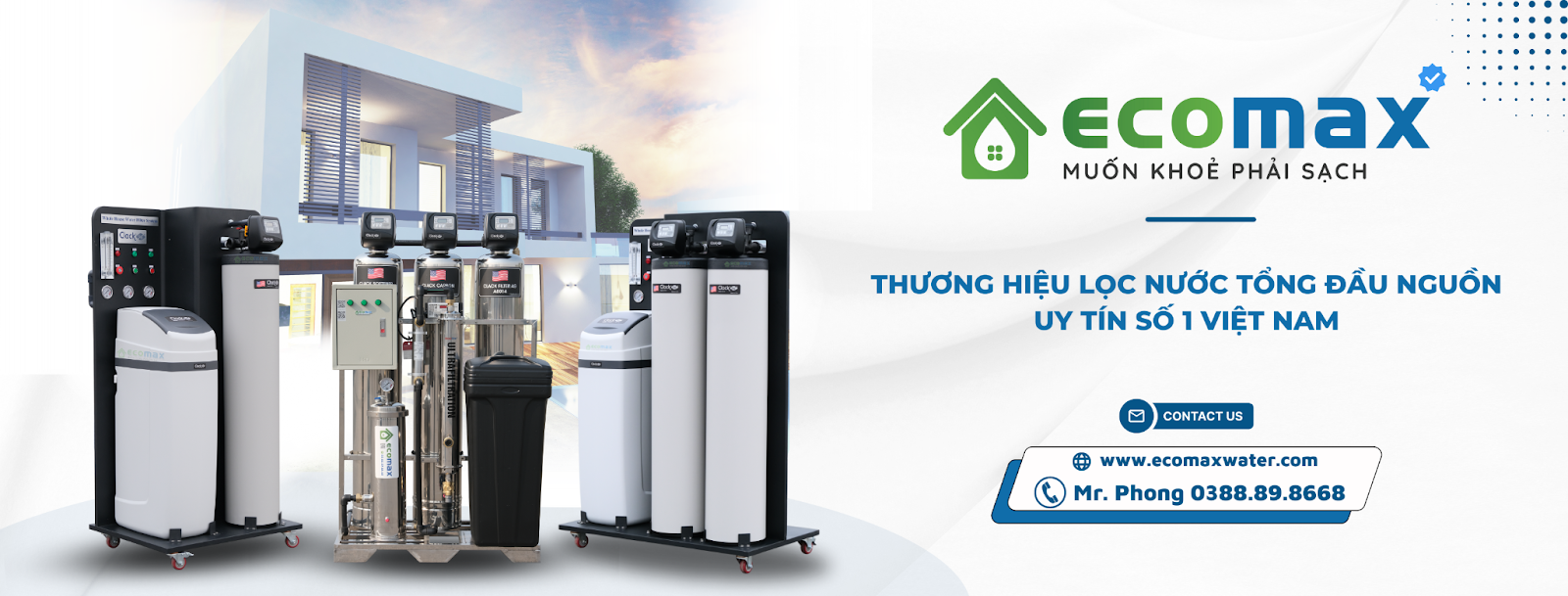 Bộ lọc nước đầu nguồn Ecomax lọc sạch ngay từ đầu nước cấp sinh hoạt