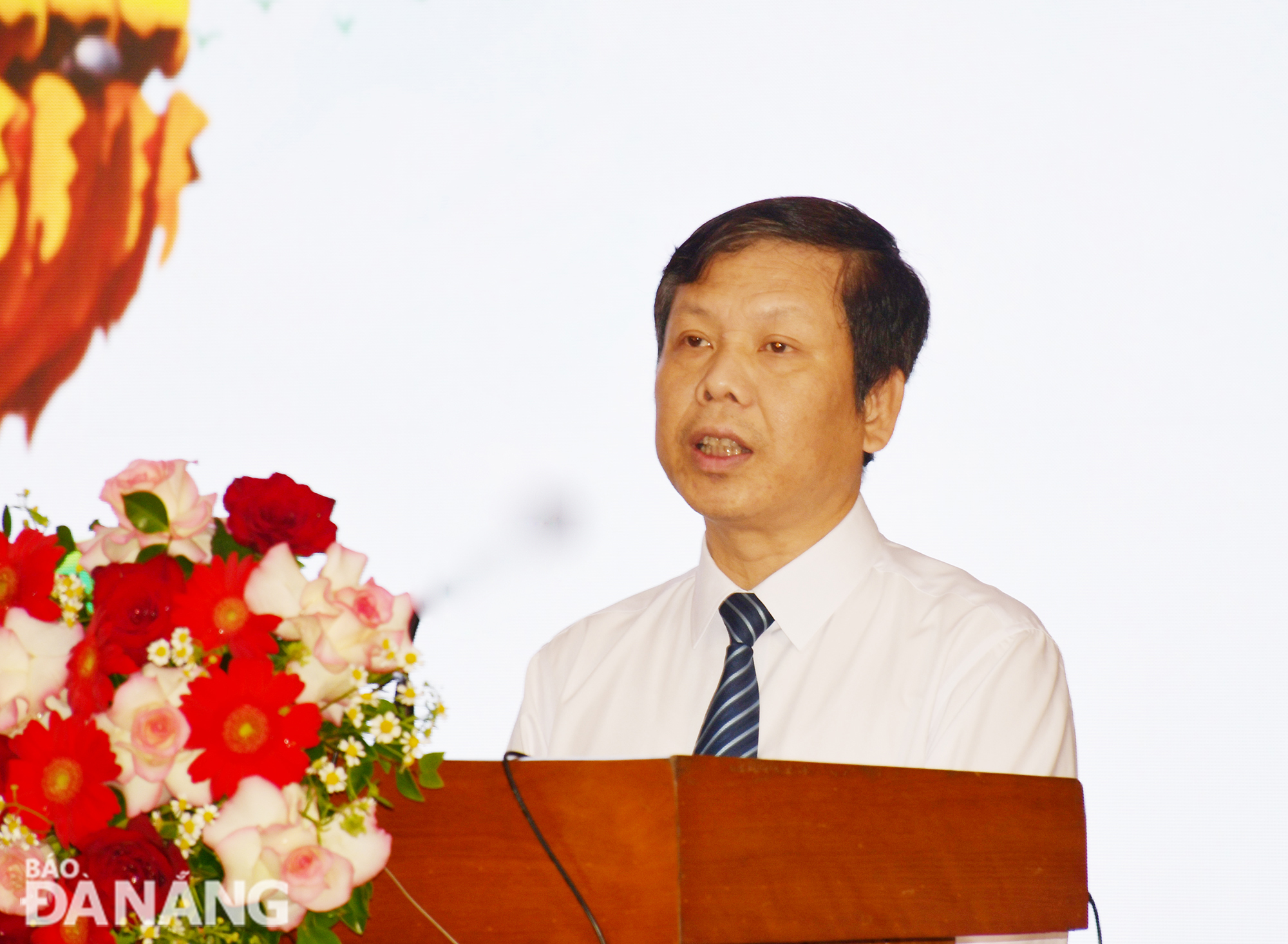 Mr Bui Hong Trung, Director of the Department of Transport delivered the opening remarks at the competition. Photo: THANH LAN