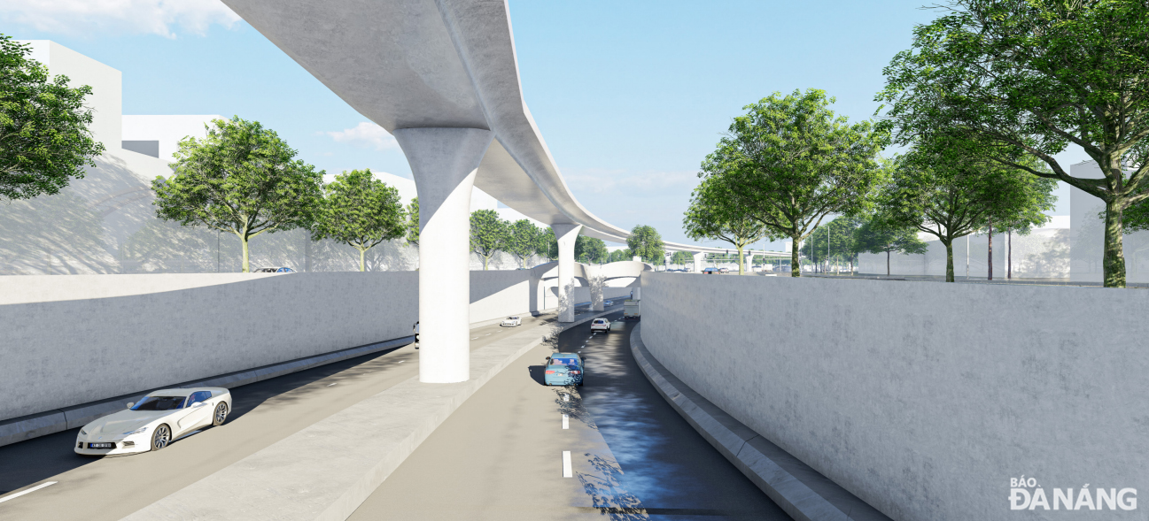 Semi-underpass along Cach Mang Thang Tam Street and the LRT6 elevated train line.