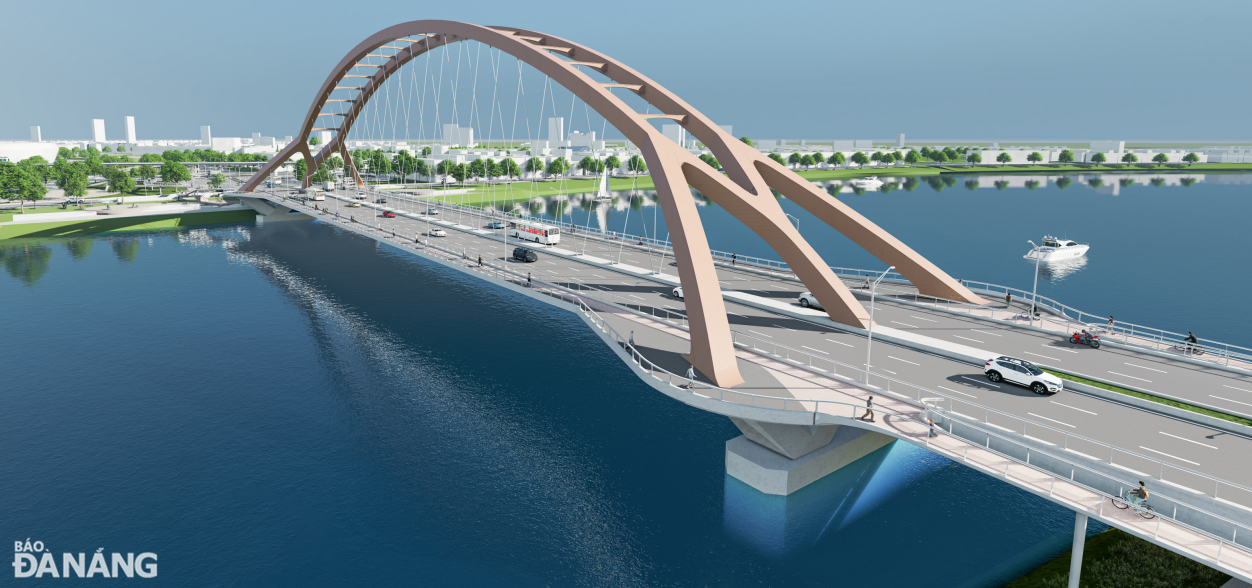 Perspective of the new Hoa Xuan Bridge.