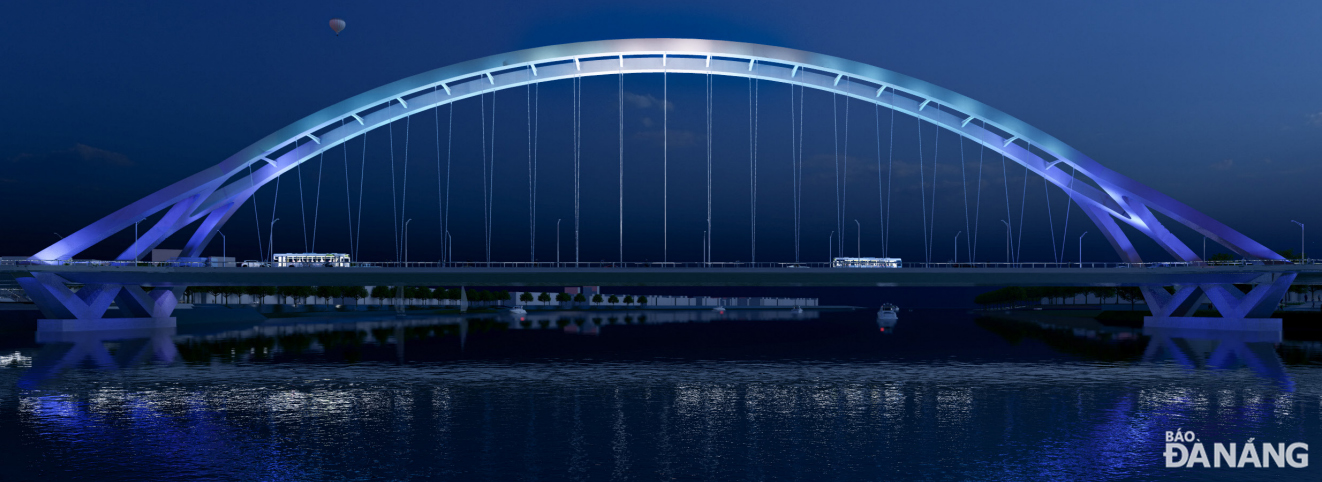 Perspective of the new Hoa Xuan Bridge art lighting plan