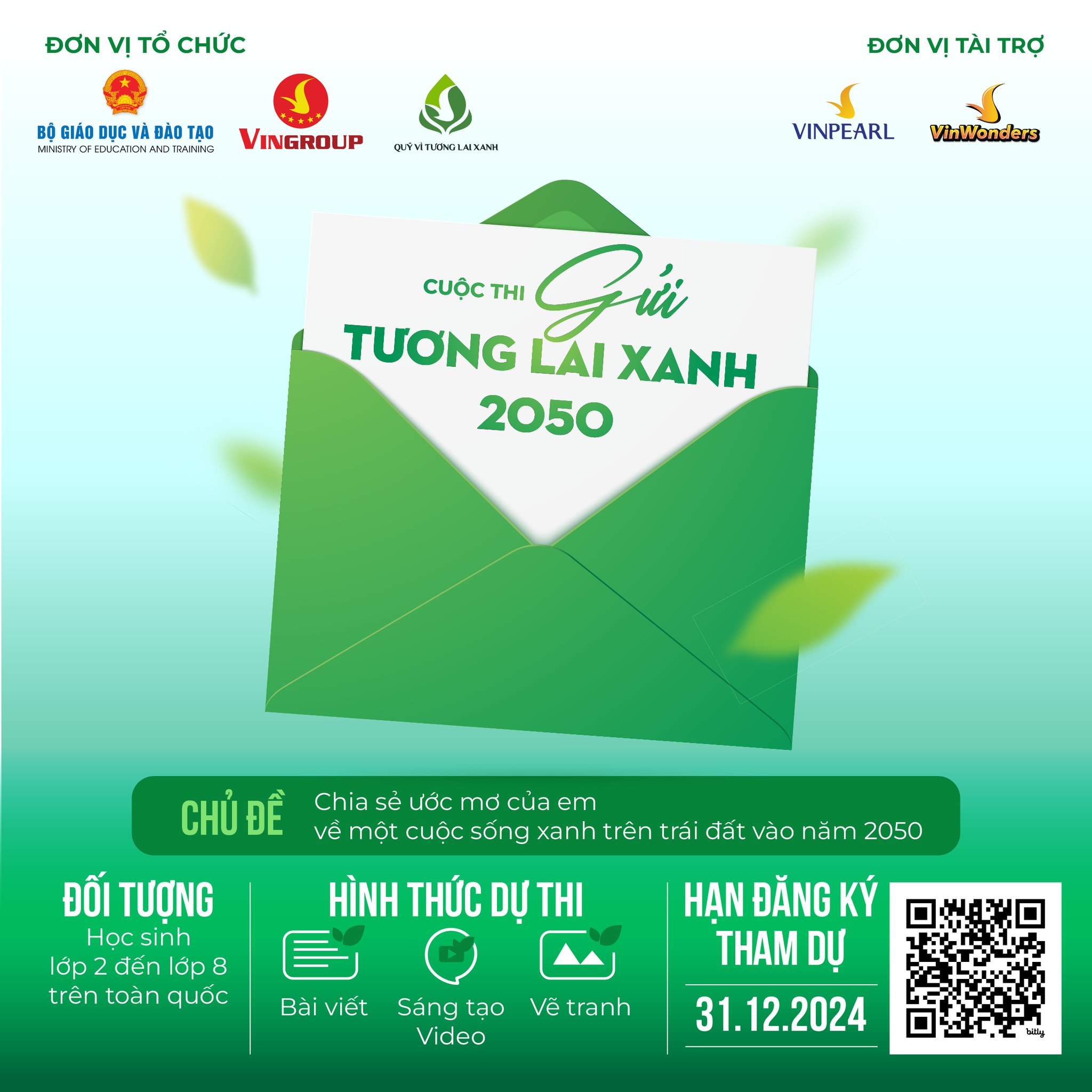 Các em học sinh chia sẻ thông điệp về tương lai xanh với 3 hình thức dự thi.